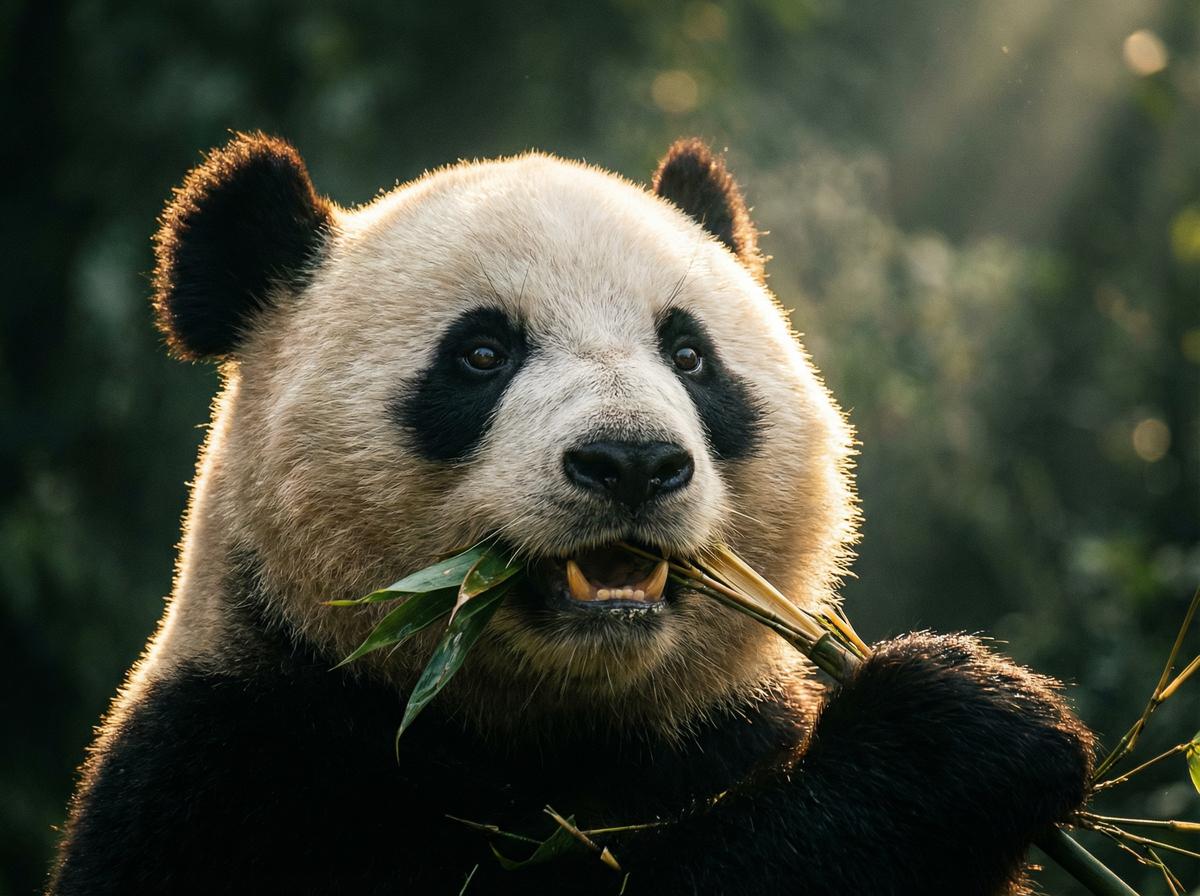 明星精选熊猫吃竹
